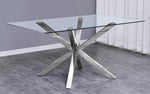 Beverley Chrome Metal/Clear Glass Dining Table