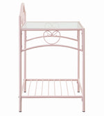 Massi Clear Glass/Powder Pink Metal Nightstand