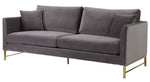 Massi Grey Velvet 2-Seat Sofa