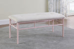 Massi Ivory Fabric/Powder Pink Metal Bench