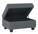 Maston Dark Gray Fabric Tufted Ottoman with Storage