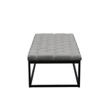 Mateo Grey Linen/Black Metal Large Tufted Bench