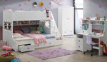 Meyer White Wood Twin over Full Bunk Bed with Storage