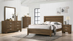 Miquell Oak Wood King Panel Bed