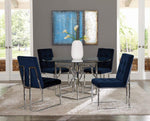 Mischa 2 Blue Velvet/Chrome Finish Metal Side Chairs