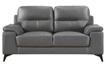 Mischa Modern Dark Gray Leather Loveseat