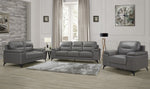 Mischa Modern Dark Gray Leather Loveseat