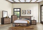 Miter 2-Tone Wood Cal King Bed with Storage