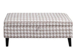 McLoughlin White/Beige Flat Weave Lift-Top Storage Ottoman