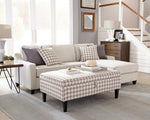 McLoughlin White/Beige Flat Weave Lift-Top Storage Ottoman