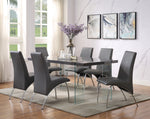 Noland 2 Gray PU Leather/Chrome Metal Side Chairs