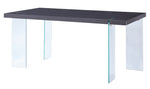 Noland Gray High Gloss Wood/Clear Glass Dining Table