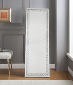 Nysa Mirrored Frame Floor Accent Mirror with Faux Crystals