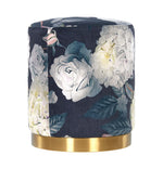 Opal Floral Velvet Ottoman with Gold Metal Base