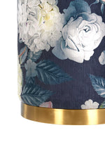 Opal Floral Velvet Ottoman with Gold Metal Base