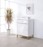 Ottey White High Gloss Wood/Gold Metal Cabinet