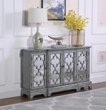 Pasley Antique Grey Wood Accent Cabinet with Mirrored Doors