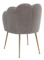 Peony Grey Plush Velvet/Metal Arm Chair