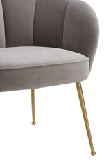 Peony Grey Plush Velvet/Metal Arm Chair