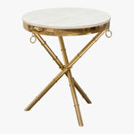 Reed White Genuine Marble/Metal Round Accent Table