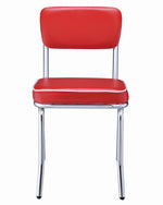 Retro 2 Red Leatherette/Chrome Finished Metal Side Chairs