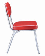 Retro 2 Red Leatherette/Chrome Finished Metal Side Chairs