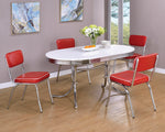 Retro White Wood/Chrome Finished Metal Oval Dining Table