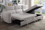 Reyes 2-Pc Beige Nubuck Fabric RAF Sectional Sofa with Sleeper