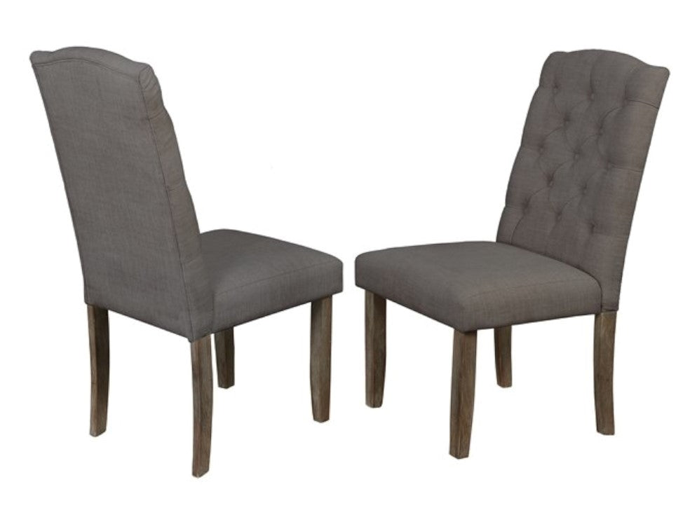 Mazikeen 2 Gray Linen Fabric/Wood Side Chairs