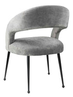 Rocco Modern Slub Grey Velvet/Metal Arm Chair