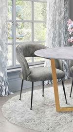 Rocco Modern Slub Grey Velvet/Metal Arm Chair