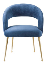 Rocco Modern Slub Navy Velvet/Metal Arm Chair