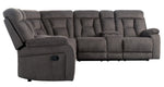 Rosnay 3-Pc Gray Fabric Manual Recliner Sectional Sofa