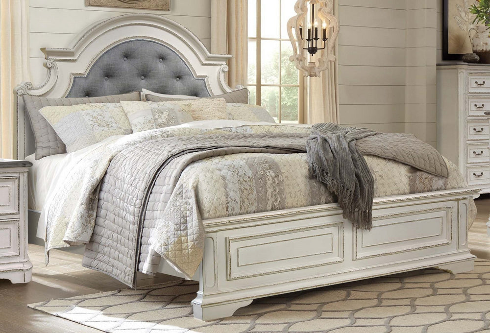 Marcelyn White Wood King Bed