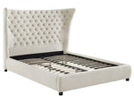 Sassy Cream Velvet King Platform Bed (Oversized)