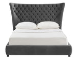 Sassy Grey Velvet Queen Platform Bed