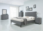 Saveria 2-Tone Gray PU Leather Queen Bed