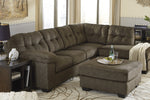 Accrington 2-Pc Earth Fabric RAF Sectional Sofa with Sleeper