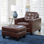 Altonbury Walnut Leather Ottoman