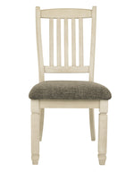 Bolanburg 2 Antique White Wood/Brown Fabric Side Chairs