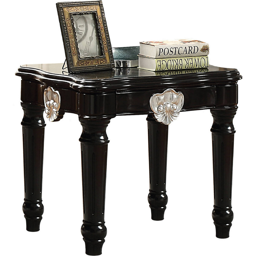 Ernestine Black Wood Square End Table