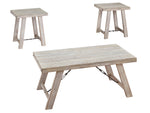 Carynhurst 3-Pc Whitewash Coffee Table Set