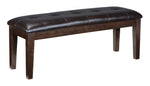 Haddigan Dark Brown Faux Leather/Wood Large Dining Bench