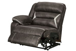 Kincord 4-Pc Midnight Faux Leather Power Recliner Sectional with RAF Sofa