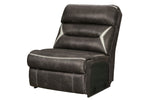 Kincord 4-Pc Midnight Faux Leather Power Recliner Sectional with RAF Sofa