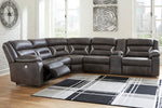 Kincord 4-Pc Midnight Faux Leather Power Recliner Sectional with RAF Sofa