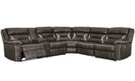 Kincord 4-Pc Midnight Faux Leather Power Recliner Sectional with LAF Sofa