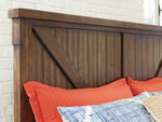 Lakeleigh Brown Wood Cal King Panel Bed with Bench Footboard