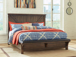 Lakeleigh Brown Wood Cal King Panel Bed with Bench Footboard