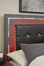 Lodanna Gray Wood King Panel Bed with LED